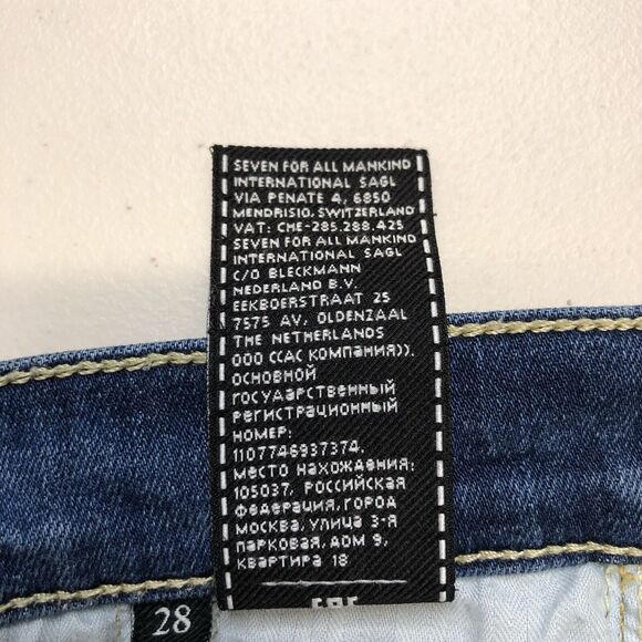 7 For All Mankind Womens Denim Md Rise Cut Off Shorts Blue Cotton Size 28 - Picture 7 of 8